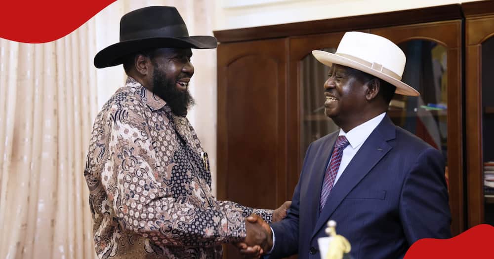 Raila Odinga meets Salva Kiir.