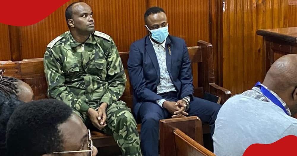 Jowie Irungu in court with a police officer