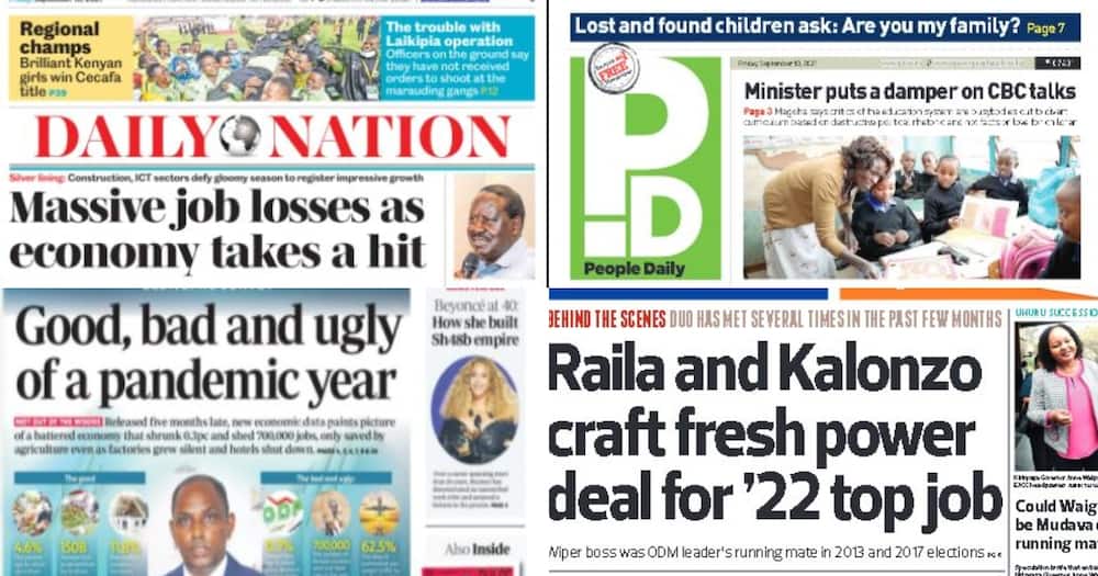 Kenyan Newspapers Review for September 10: Raila, Kalonzo Crafting New Power-Sharing Deal Behind Scenes