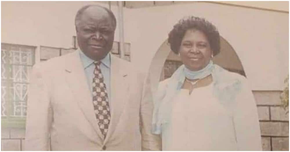The late former president Mwai Kibaki and Mary Wambui. Photo: Archives.