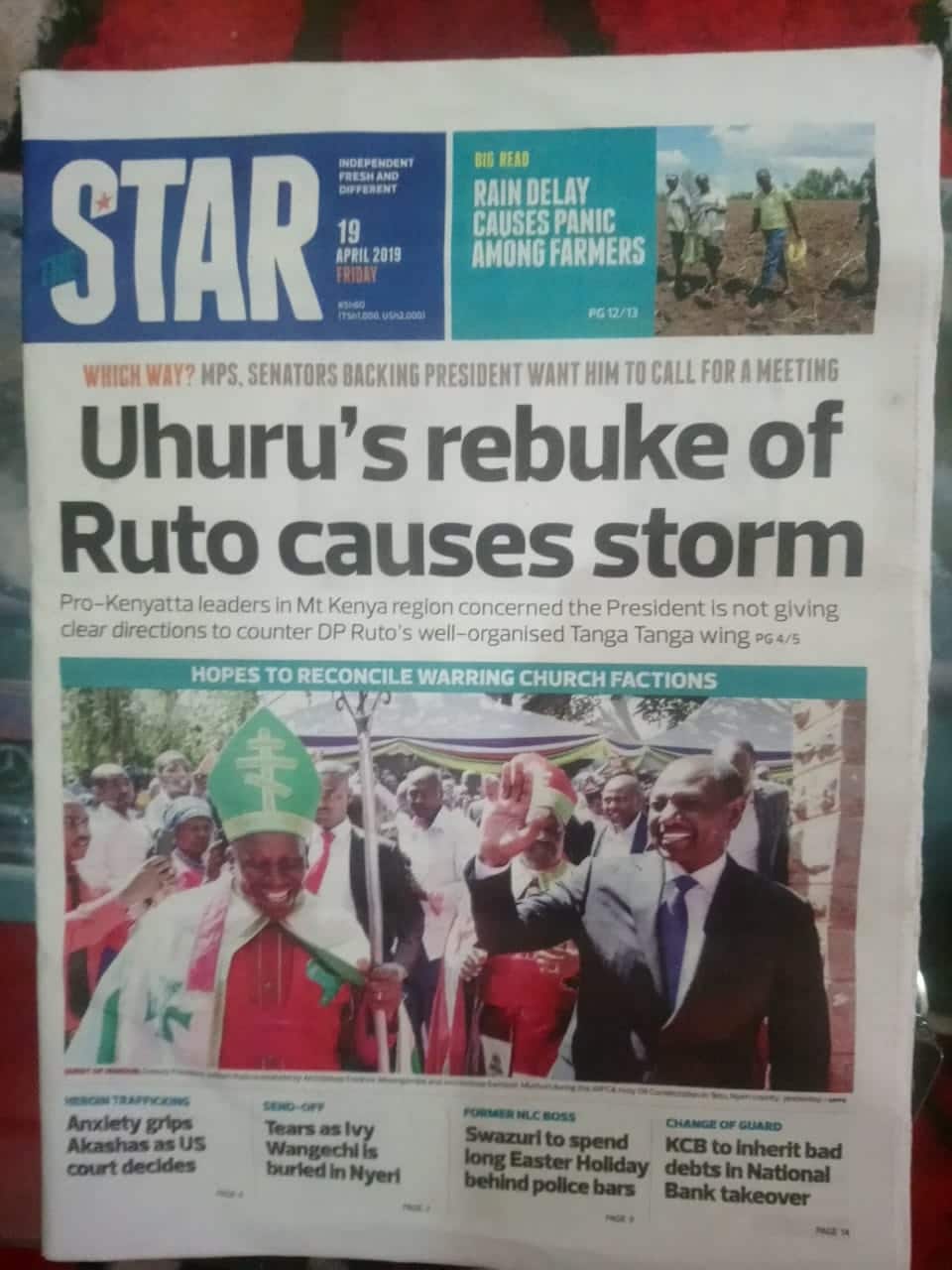Kenyan newspapers review for April 19: Uhuru responds to Ruto's claims of Raila breaking Jubilee