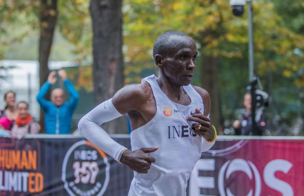 Eliud Kipchoge while in action during the INEOS Challenge. Photo: Getty Images.