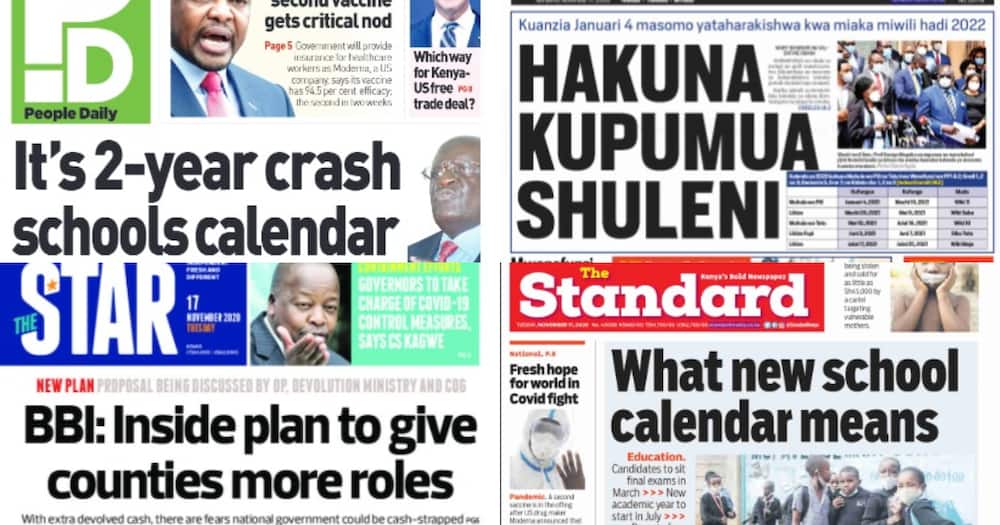 Kenyan newspapers review for November 17: Tuju speaks about plan to extend President Uhuru's term as Jubilee Party leader