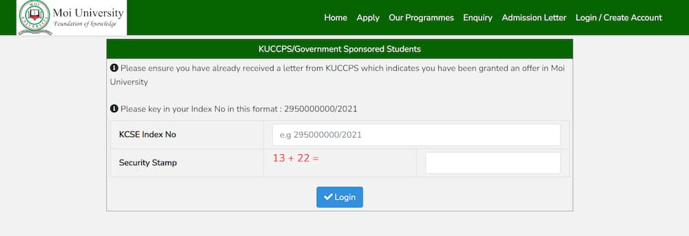 Moi University admission portal