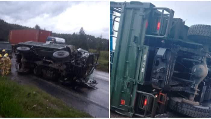 3 KDF Soldiers Die after Military Truck Lost Control, Topples along Eldoret -Nakuru Highway