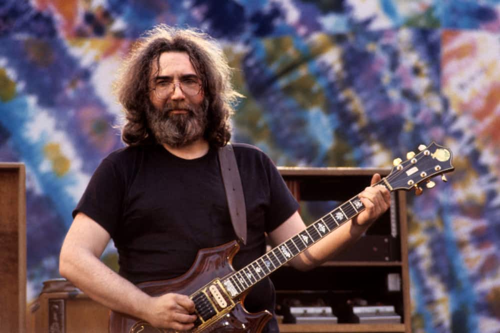 Jerry Garcia performing with the Grateful Dead at the Greek Theater in Berkeley