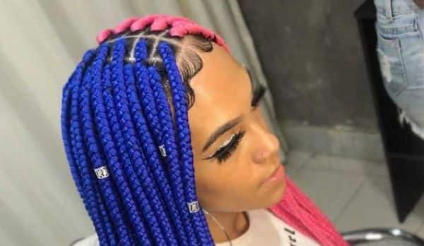 Pink and blue braids