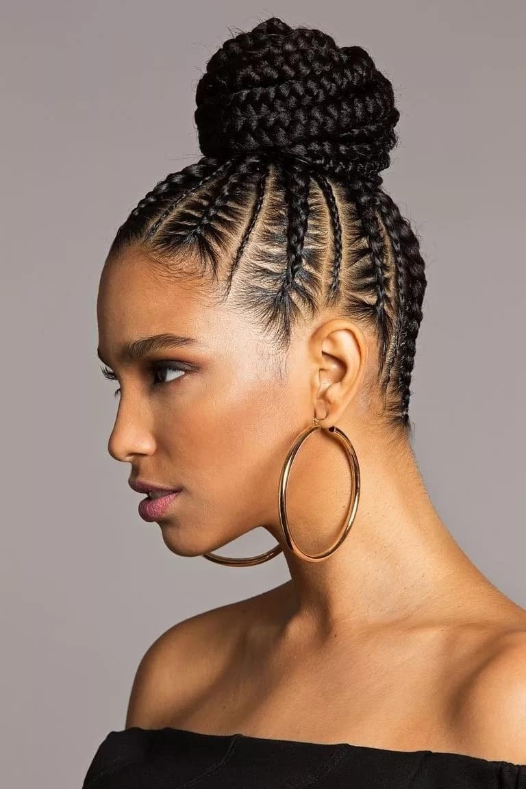 20 best cornrow braid hairstyles for black women with an updo - Tuko.co.ke