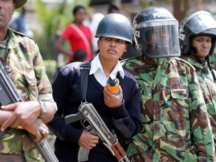 Polisi wa kike afurahisha waandamanaji kwa urembo huku mwenzake akibeba panga!