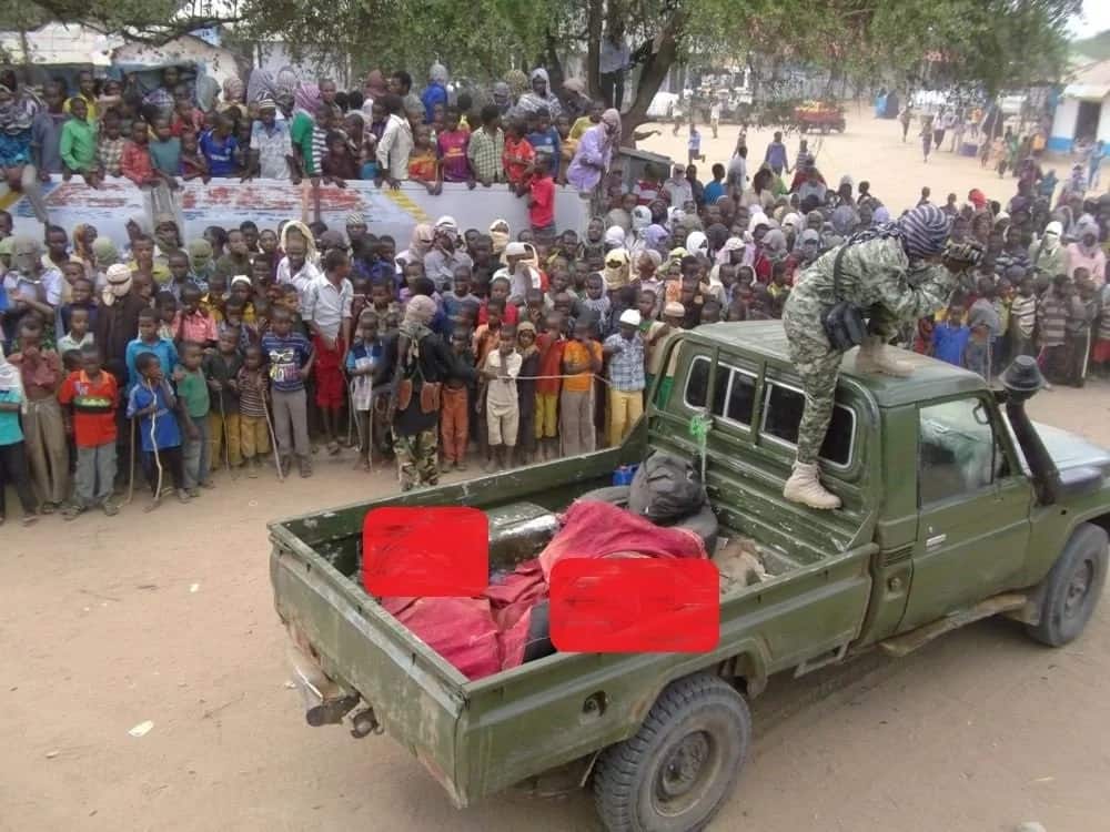 Al-Shabaab terror group poses with captured Kenyan vehicle