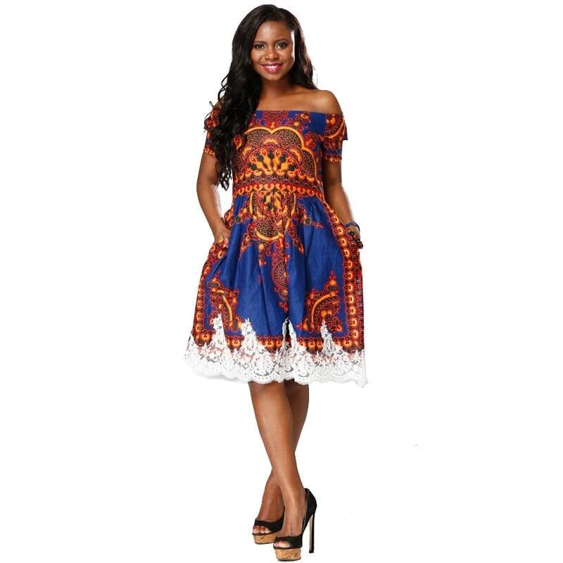 Kitenge dress cheap with lace