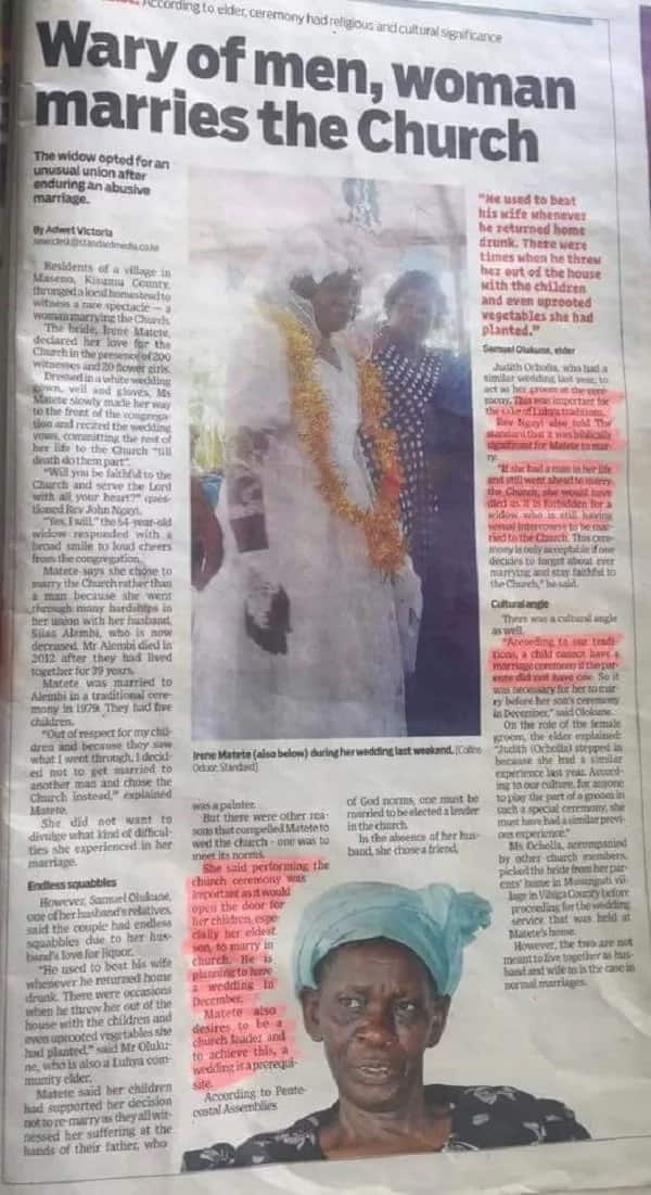 Woman goes and marries the church after husband’s problems(photo)