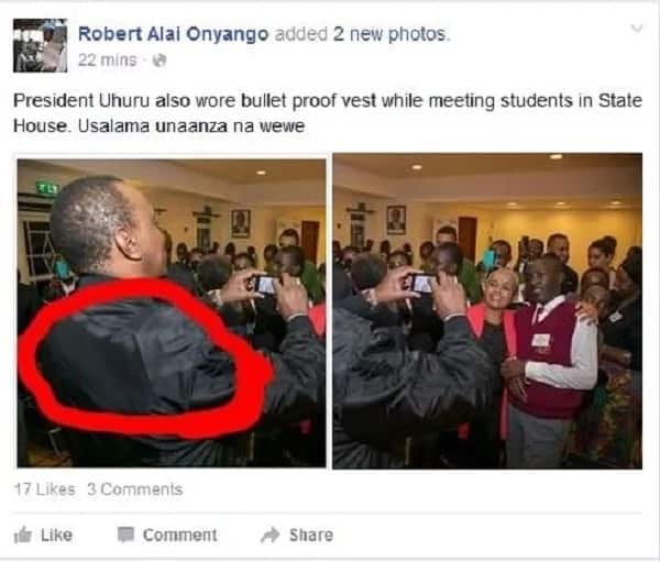 Did Uhuru Kenyatta wear a bullet-proof vest to the Jubilee HQ?