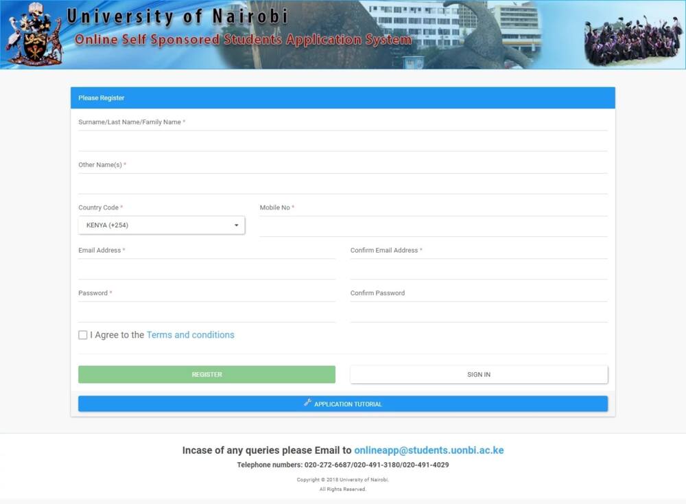 University of Nairobi website