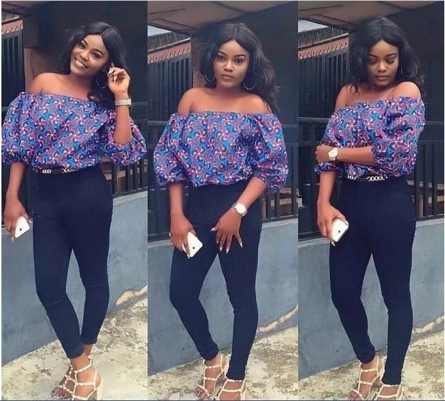 off shoulder ankara tops with jeans