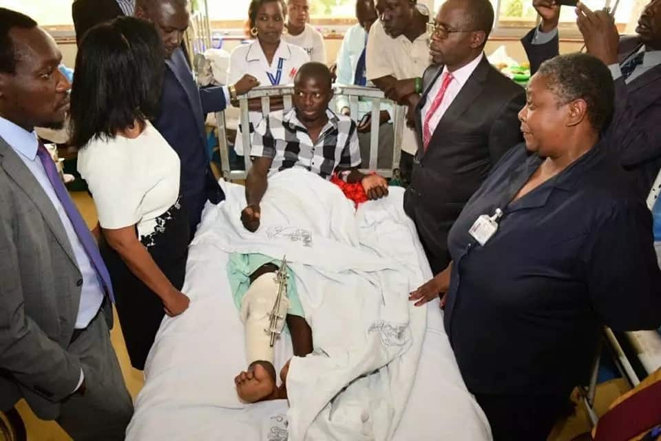 NASA leaders visit die-hard supporter who was run-over by a car during protests