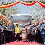 Photos: Museveni unveils bus powered by solar a day before general election in Uganda