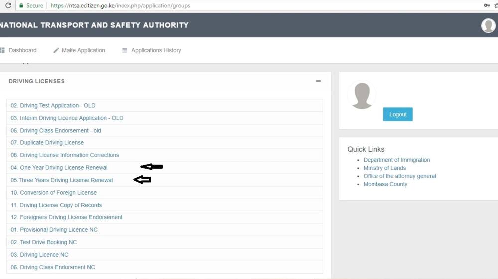 Renewing for interim driving licence Kenya