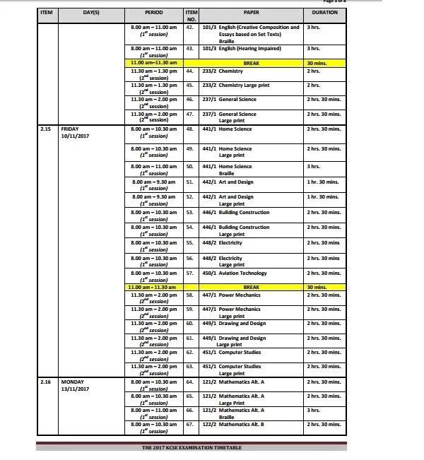 KCSE 2017 exam timetable out as calls to cancel 2016 KCSE ...