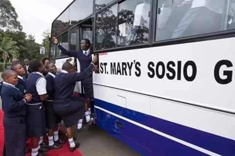 Joy as students receive buses from President Uhuru Kenyatta