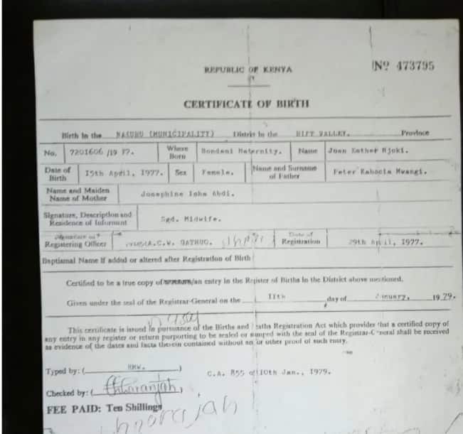 Application for late registration of birth form b3 in Kenya