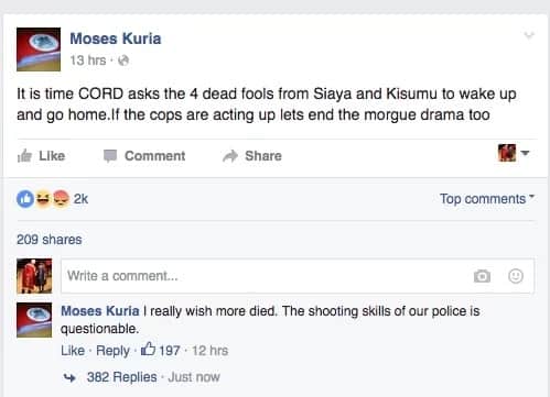 Police should have killed more CORD protesters- Moses Kuria