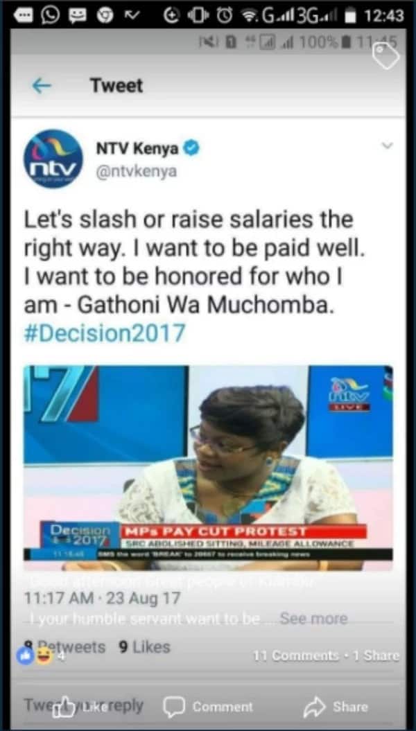 Kiambu Women Rep Gathoni wa Muchomba apologises hours after demanding fat salary