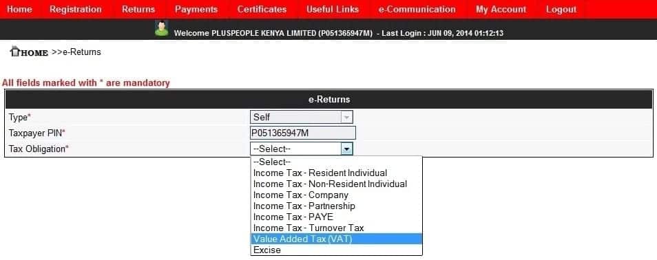 How to file VAT returns on iTax Kenya