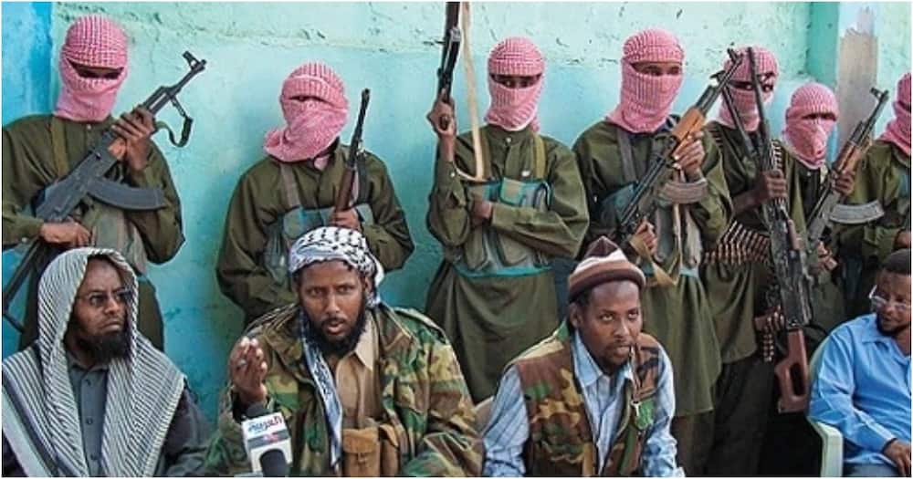 Al-shabaab militia's leader Ahmed Umar and his soldiers.