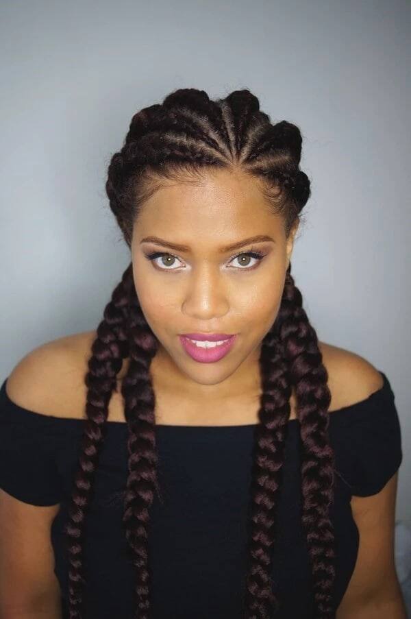 15 Simple cornrow hairstyles for natural hair for Round Face