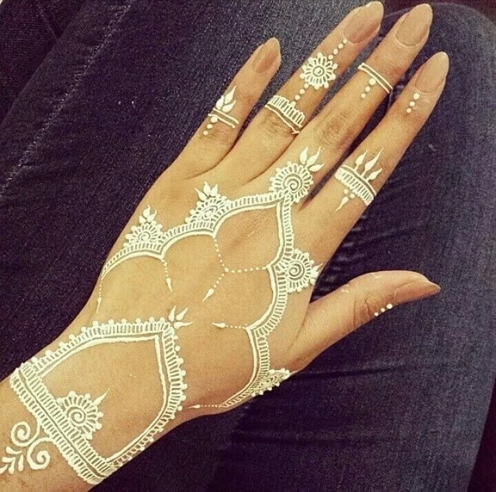 Simple white henna designs for hands