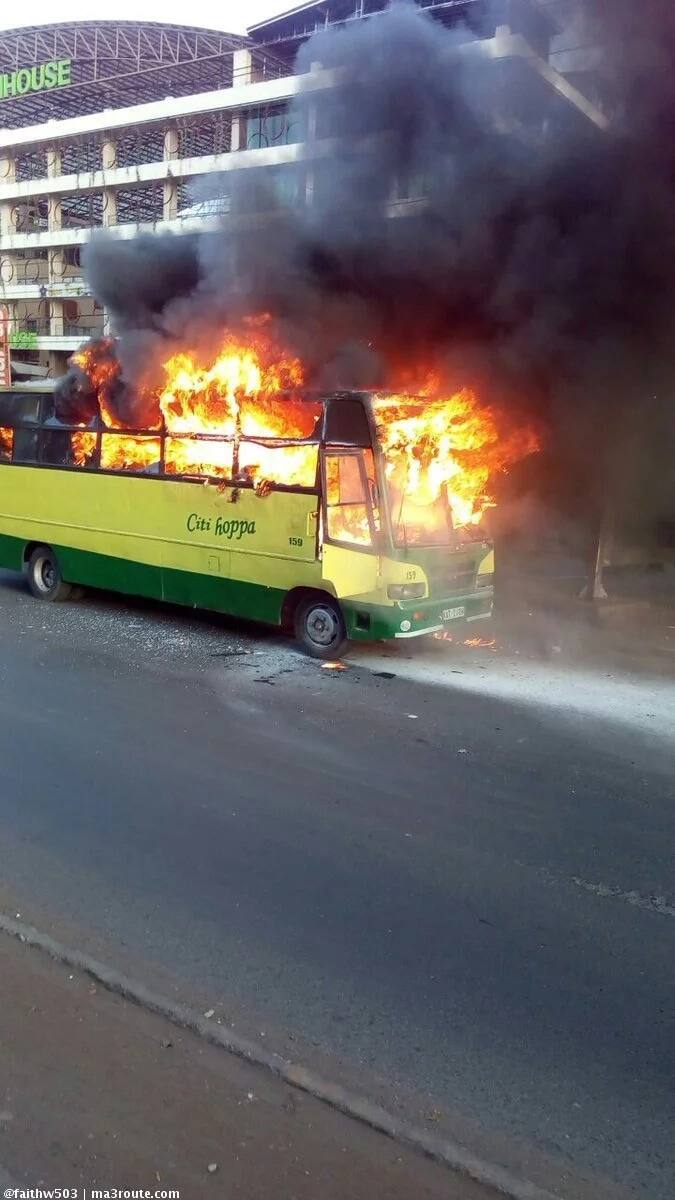 Citi Hoppa Bus Burst In Flames In Nairobi Tuko Co Ke