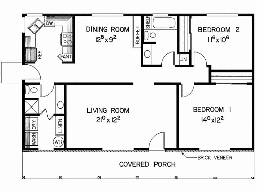 Simple Two Bedroom Apartment Plan