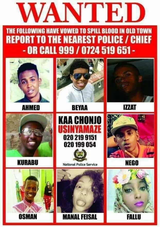Polisi watoa orodha ya majina ya majambazi hatari Mombasa na wasichana wametajwa