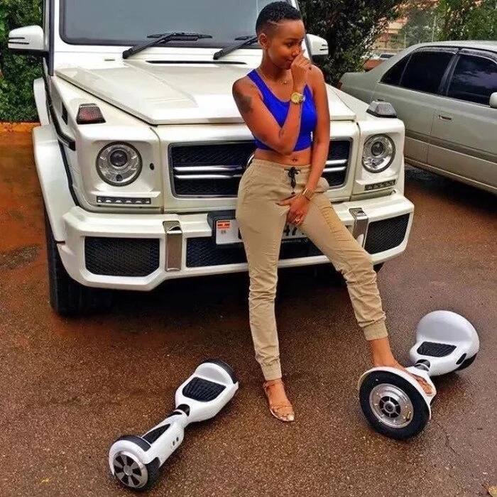 Huddah Monroe white car