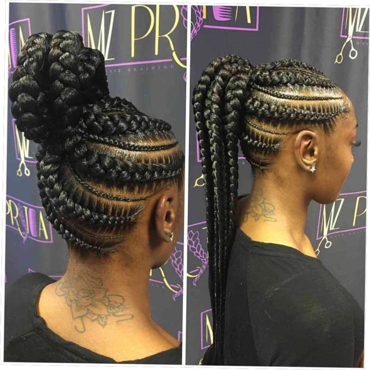 20 best cornrow braid hairstyles for black women with an