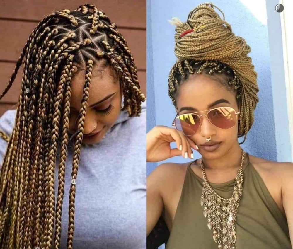 Types of braids for black women, colored braids