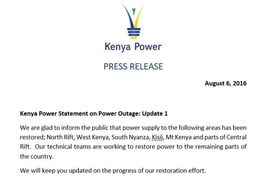 Technical problem blamed on countrywide blackout