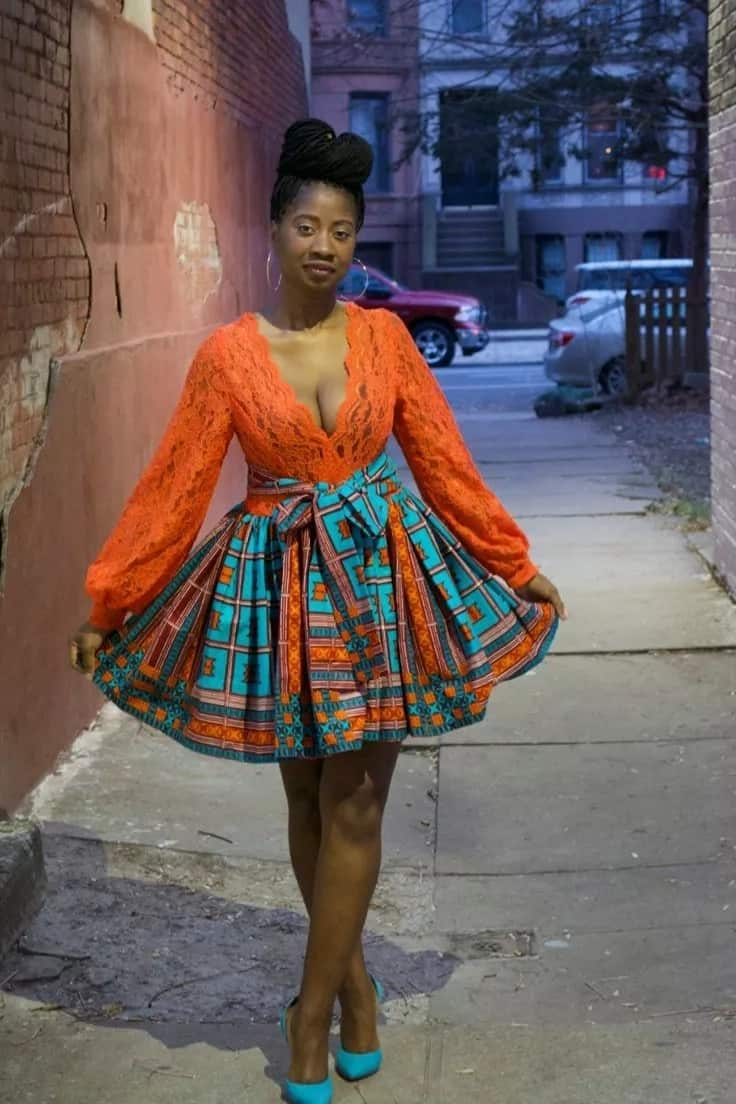 Lace and discount african print dresses