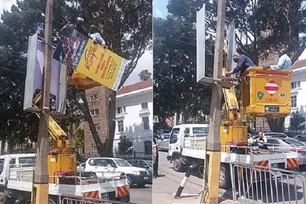 Kidero and his team remove Jubilee politician’s Billboard in Nairobi