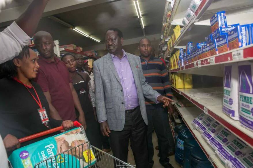 Raila's shopping trip ends in disappointment after missing Unga
