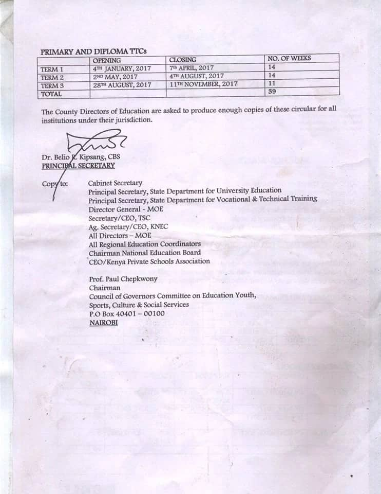 The new term dates for schools and colleges.