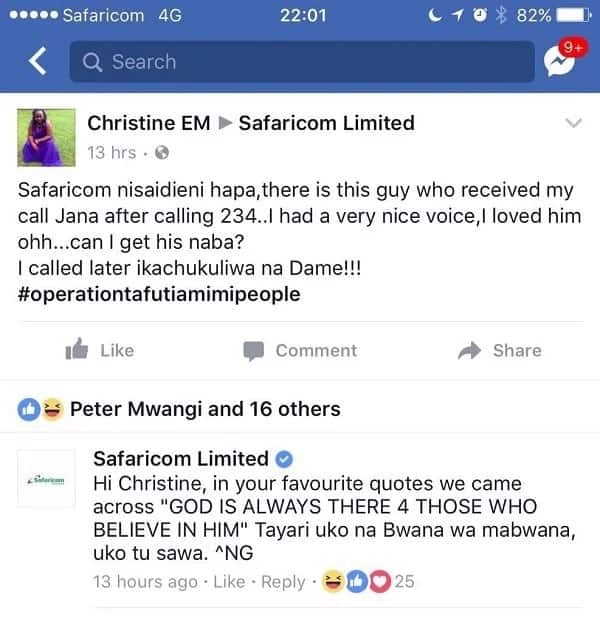 Mhudumu wa kampuni ya Safaricom amjibu mwanamke mmoja anayetafuta mume
