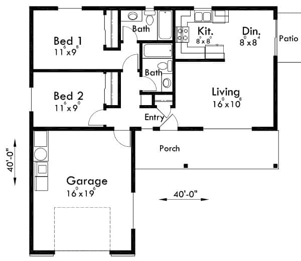 Two bedroom house plans