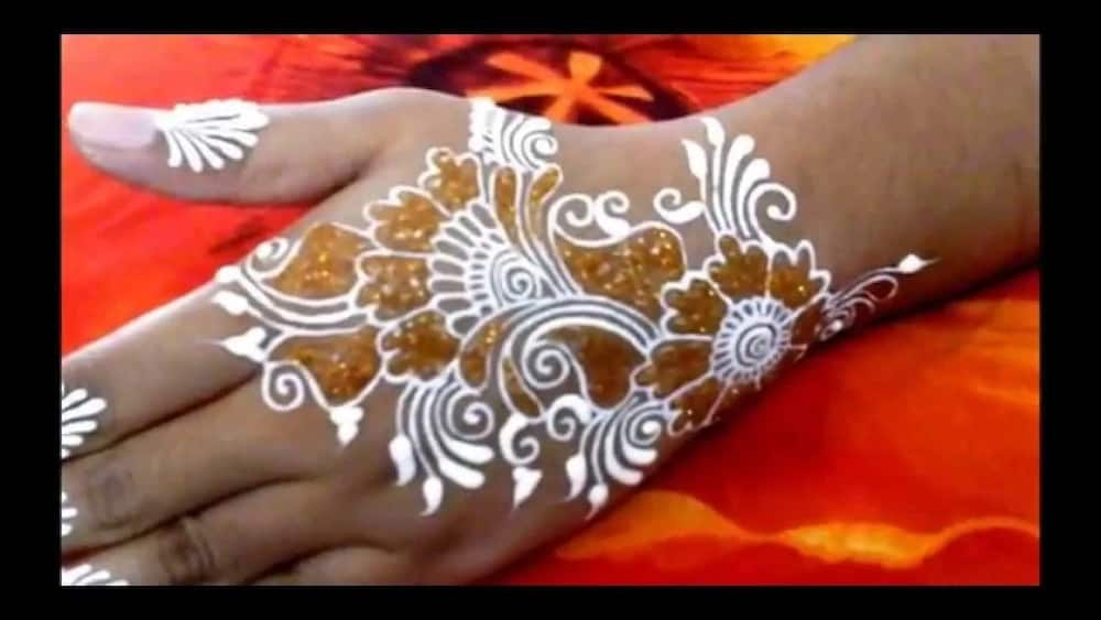 White henna designs with pearls