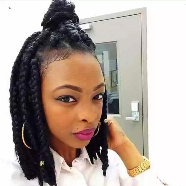 Trendy short box braids styles 