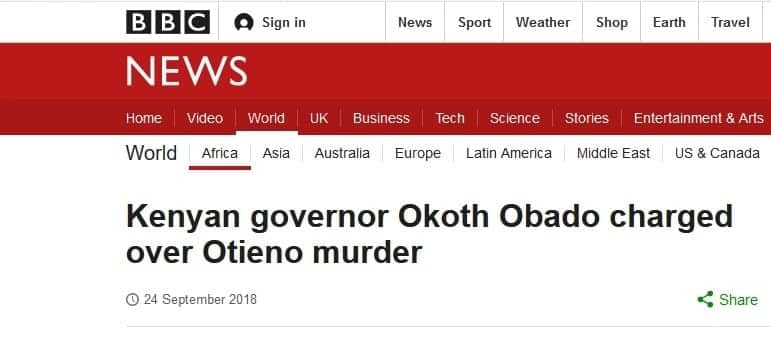 How international media reported on Okoth Obado and Sharon Otieno case