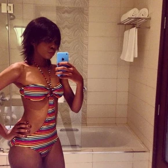 Kiss FM's Adelle Onyango shows off her trim body in a two-piece bikini