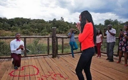 Kenyan gospel singer proposes to his lover in a beautiful surprise (photos)