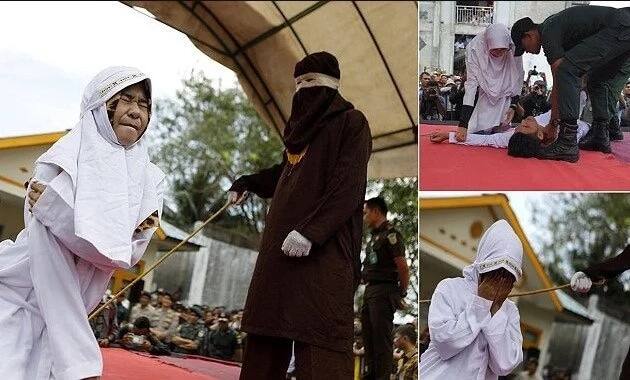 Man And Woman Publicly Caned Until They Collapse For Being Intimate Outside Of Marriage Photos